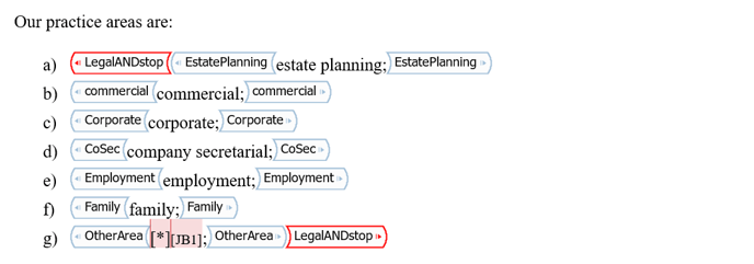 Legal Formatting Controls Tag Placement